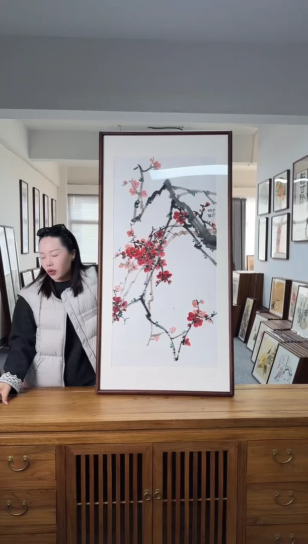 书法B红梅-63*123尺寸