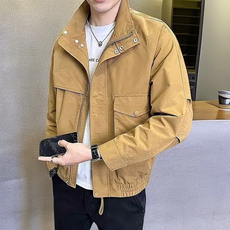 春季新款男士立领工装夹克韩版简约时尚潮流休闲百搭帅气上衣外套
