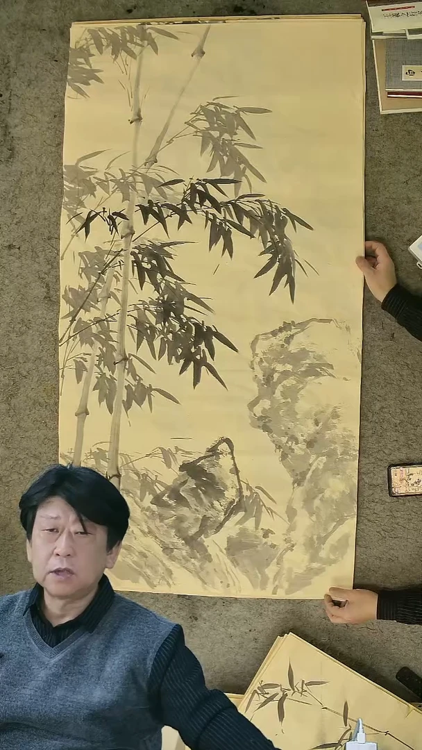 国画四尺整张  墨竹  69*138cm