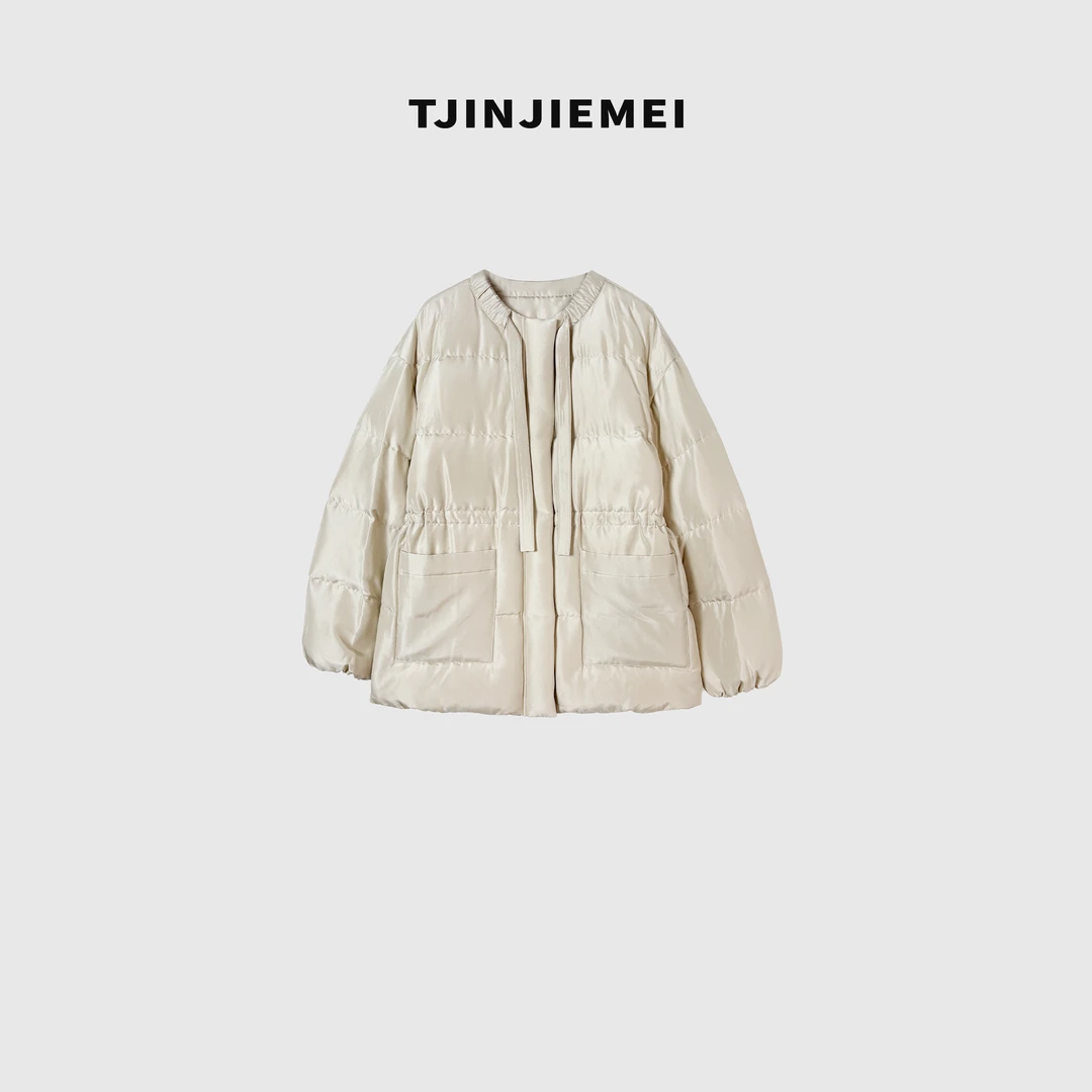 T井姐妹【米雪】设计感桑蚕丝鹅绒服ERF2510-F-1726