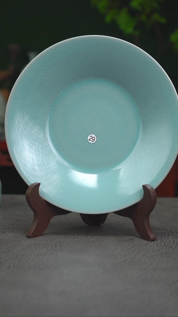 29号仿古天青精品折沿盘~帆