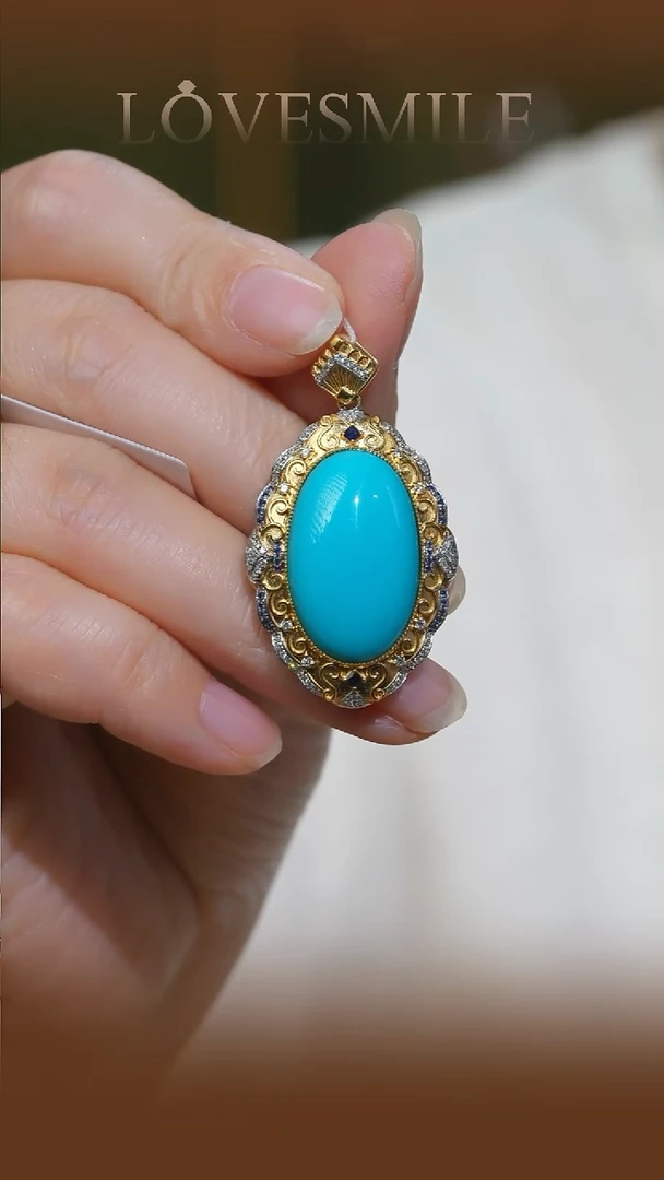 18K金镶嵌绿松石吊坠072