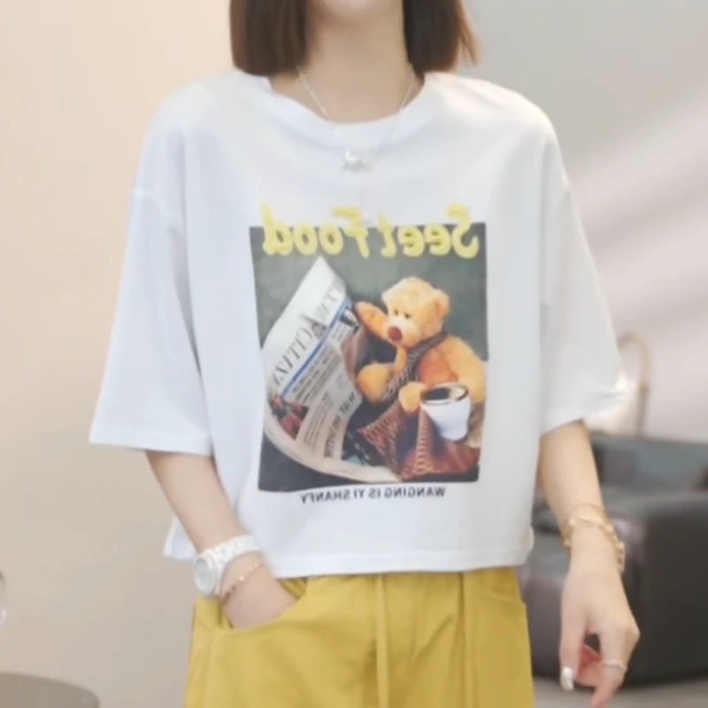 【小熊】2025夏季新款时尚休闲气质韩版T恤上衣LK2503625