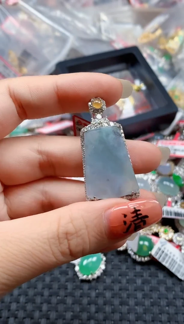 银S925镶嵌戒指翡翠天然A货缅甸翡翠