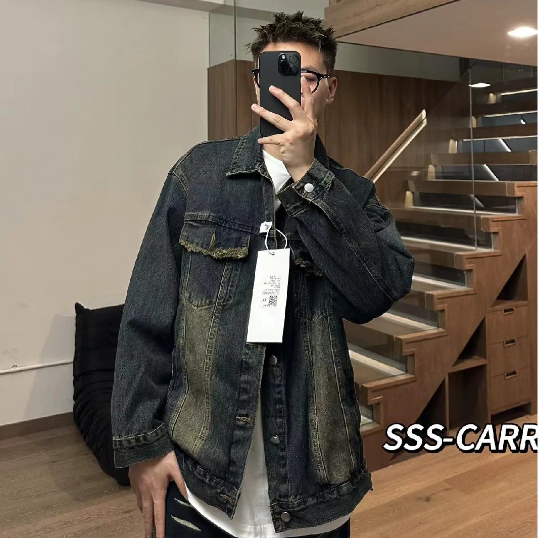 【阿叔潮牌】春秋美式复古情侣百搭宽松牛仔夹克休闲秋季外套