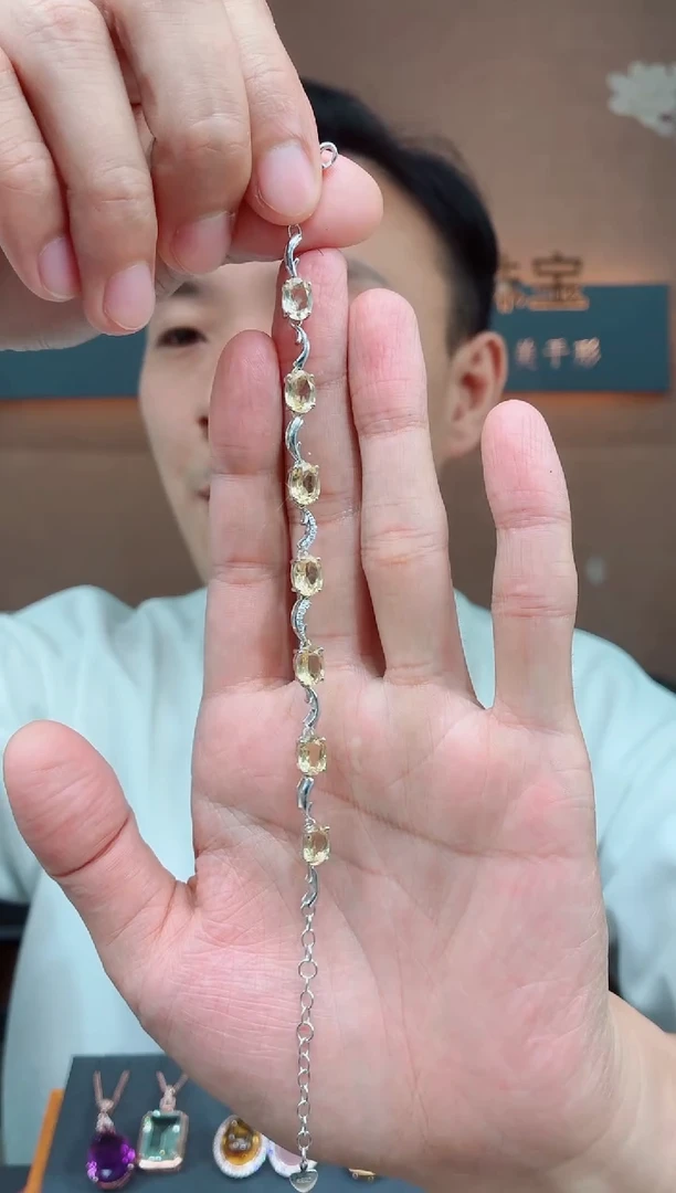 手链银S925镶嵌水晶水晶手链