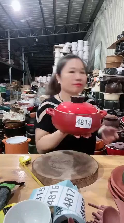 4814瑕疵红色大肚锅