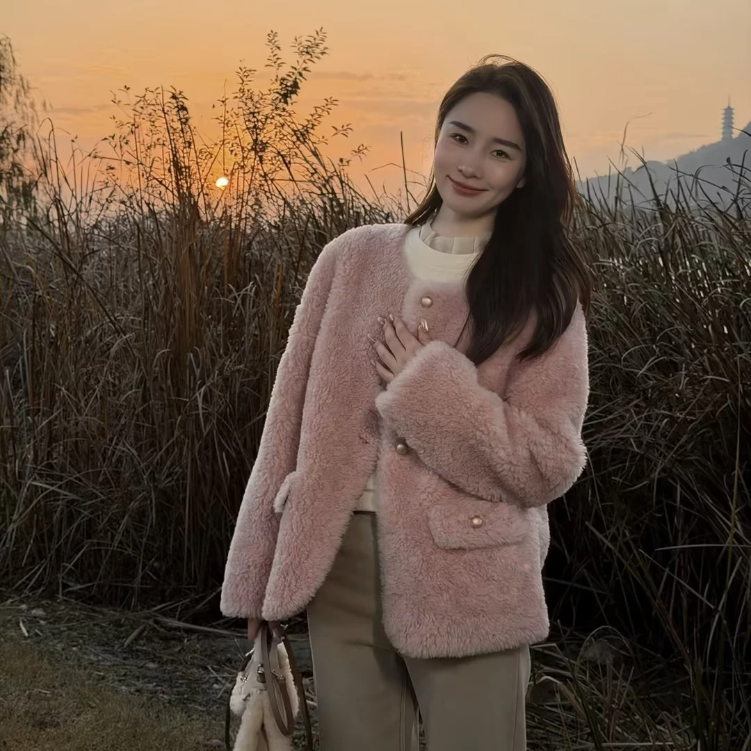HELA AOMI “小美羊”绵羊毛100%气质宽松短款皮草CY5DM29517