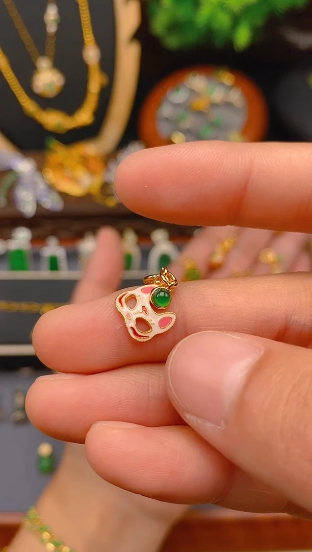 【闪购商品】翡翠吊坠(不含链)银S925镶嵌狐狸面具
