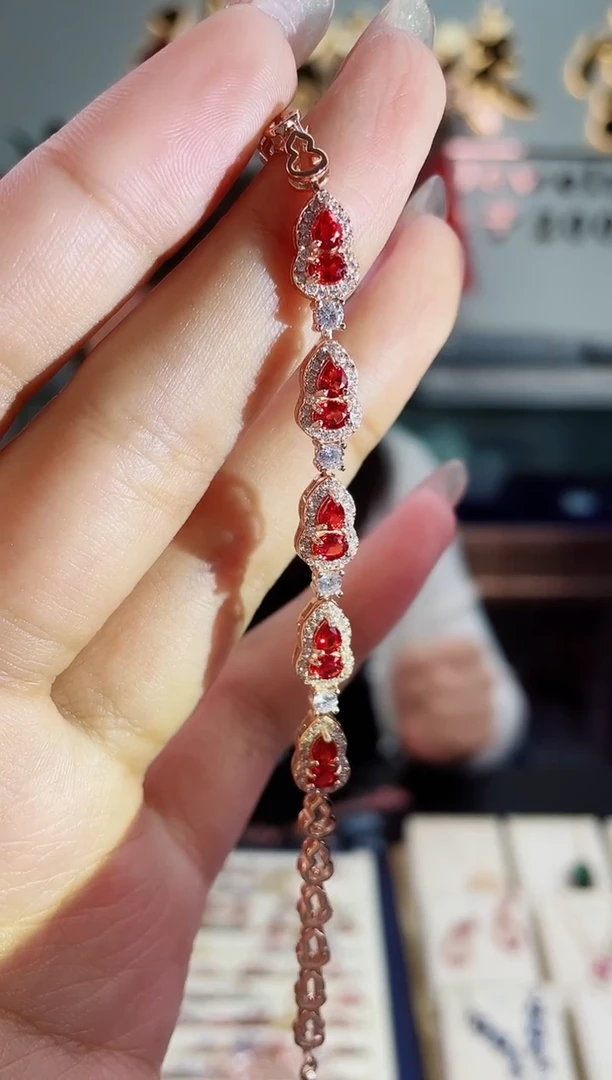 【闪购商品】彩色蓝宝石手链银S925镶嵌手链