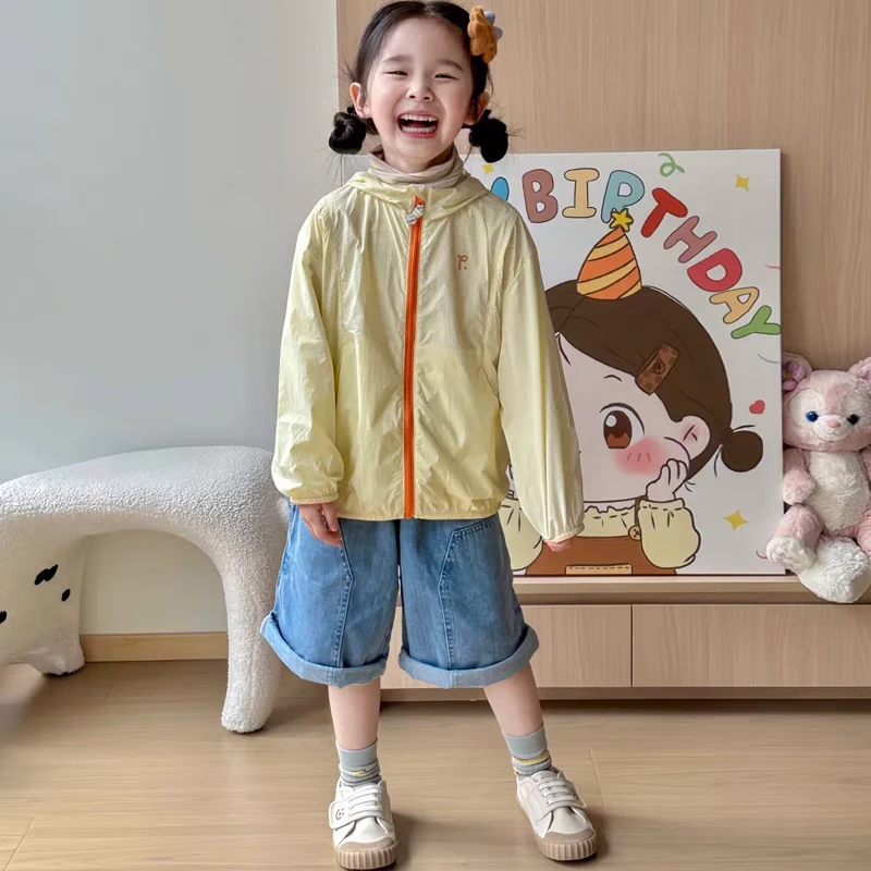 女童防晒衣2025夏季新款小女孩轻薄透气拼色拉链外套儿童洋气上衣