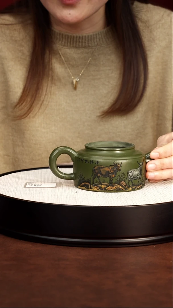 茶壶紫砂宜兴紫砂 牛盖莲子绿泥 曹营营 581