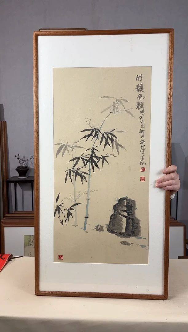 国画手绘*竹韵风清*47*92cm带框发货