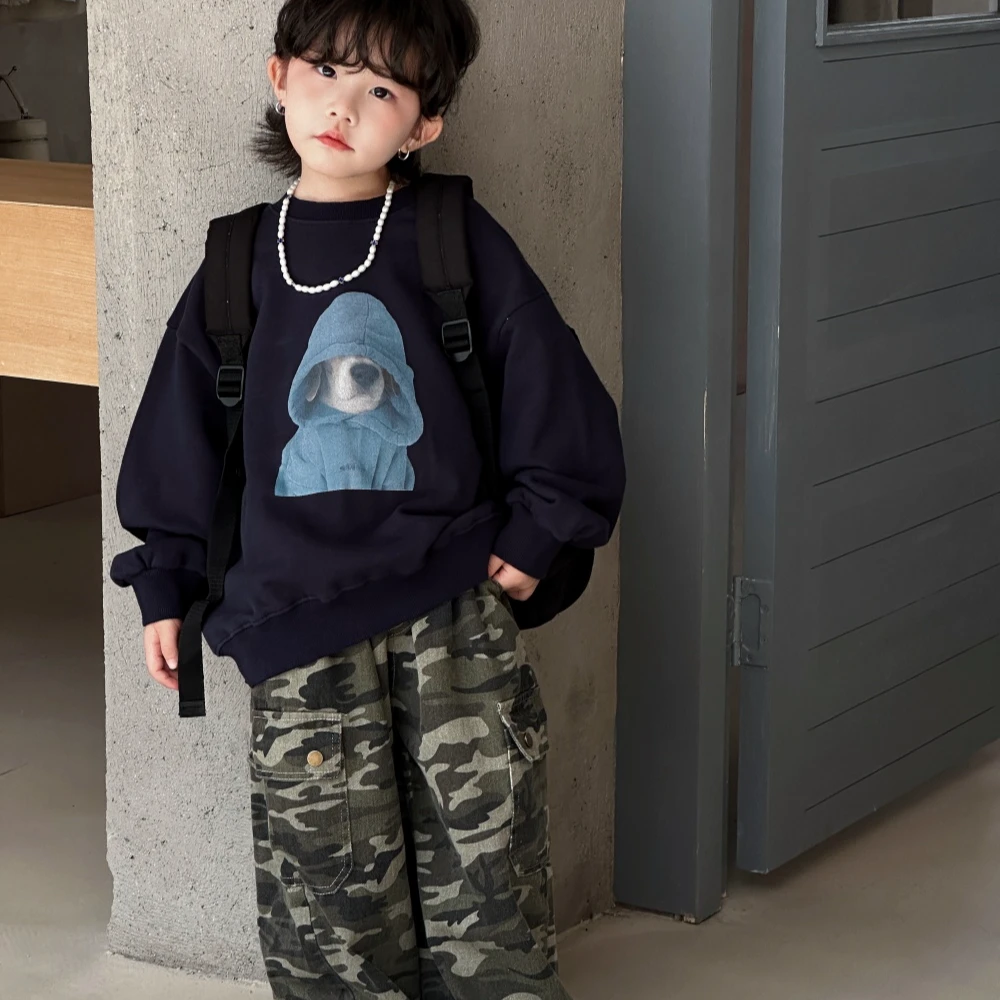 麦田里里.儿童卫衣2025秋新款童装男童潮酷印花圆领套头卫衣上衣