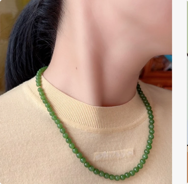 天然和田碧玉精致6mm点位高品质妈妈链锁骨链精致假一罚十