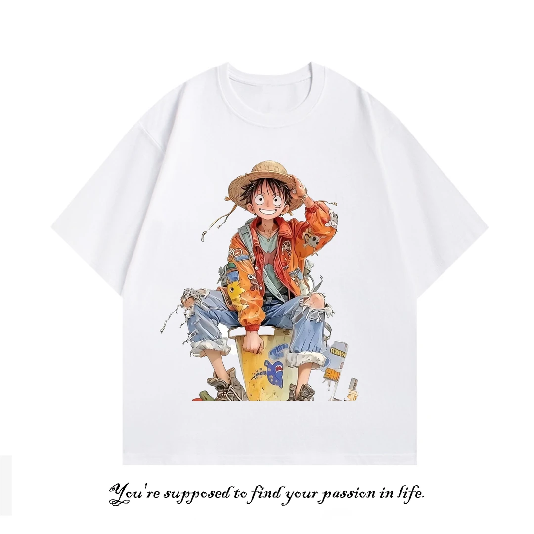 【海贼王个性路飞】印花个性海贼王路飞T恤纯棉透气宽松圆领夏季ins