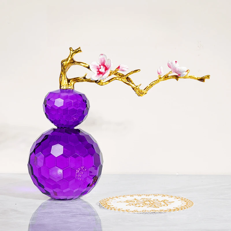 轻奢紫色花开富贵葫芦高级感时尚客厅装饰摆件