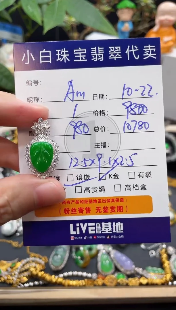 吊坠(不含链)18K金镶嵌翡翠A*i吊坠