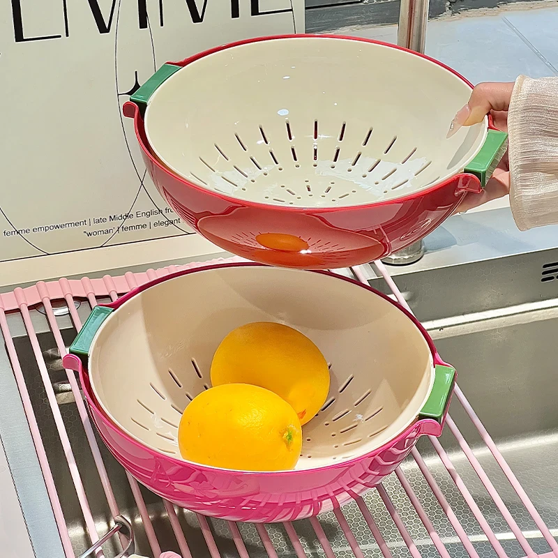 多功能沥水篮厨房果盘水果盘洗米筛果蔬收纳篮水果盘沥水盆淘菜篮