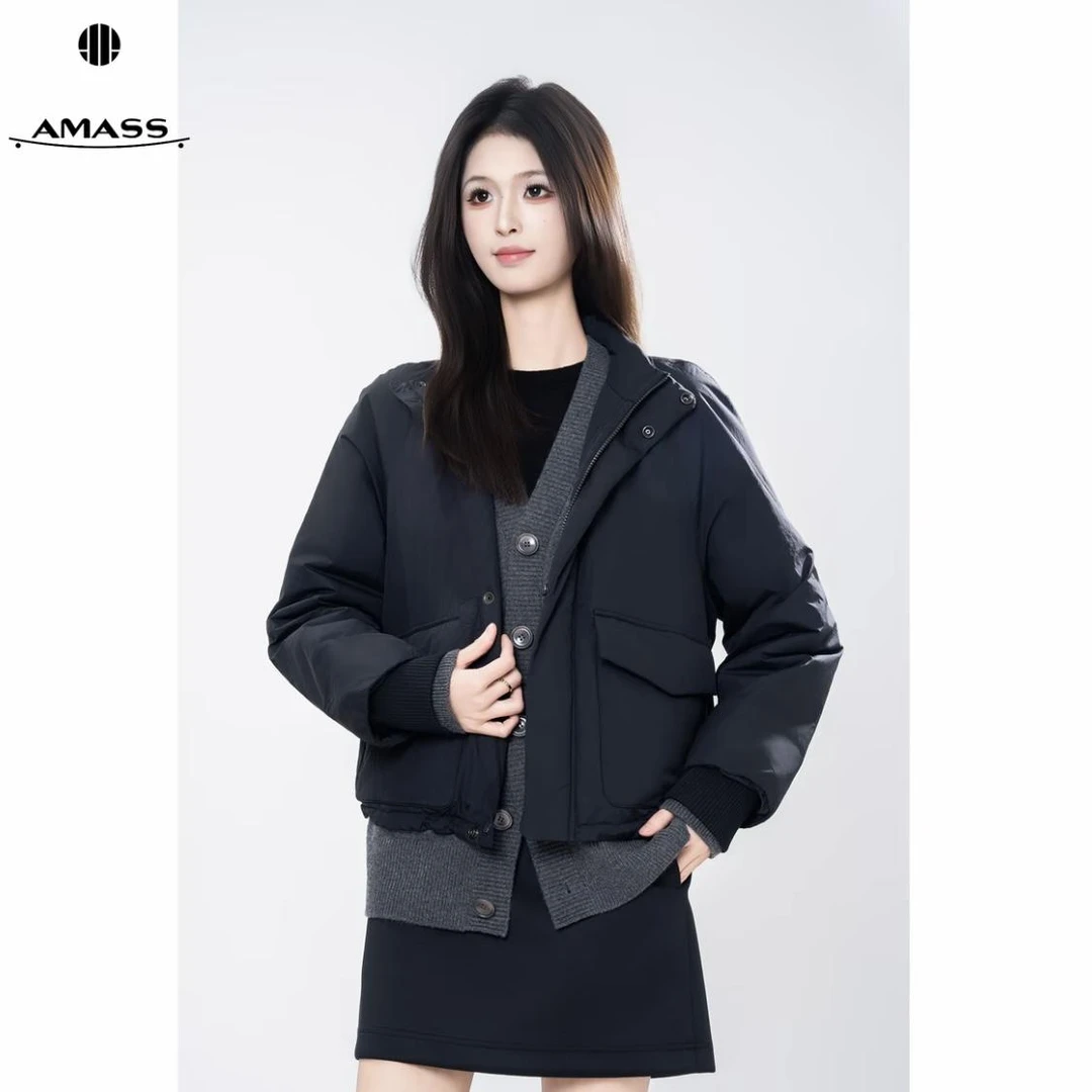 AMASS/阿玛施秋冬新款简约时尚休闲百搭慵懒风新雪丽棉服女540051