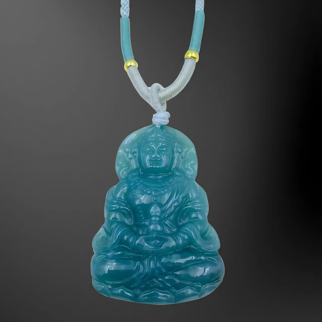 翡翠蓝水宝瓶观音吊坠F933J（配绳子）