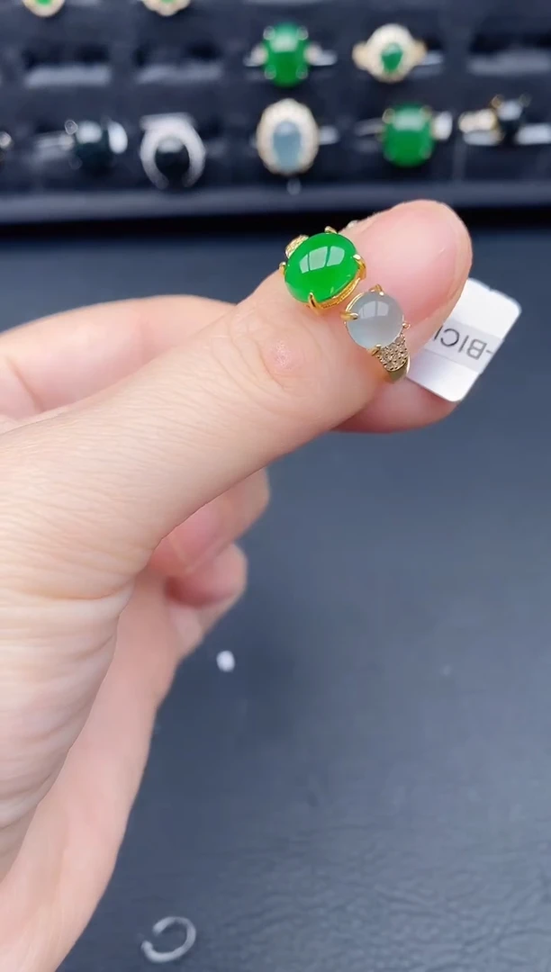 银S925镶嵌戒指翡翠天然a货翡翠96