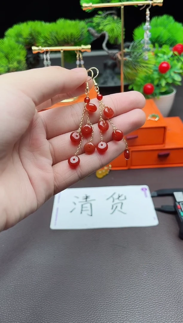 玛瑙/玉髓耳饰银S925镶嵌208