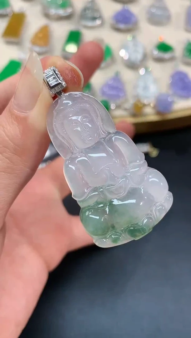 【闪购商品】翡翠吊坠(不含链)18K金镶嵌A420|6800
