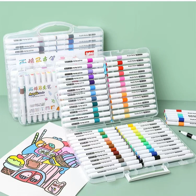 【新疆包邮】丙烯马克笔水彩笔48色儿童专用不透纸幼儿学生美术无毒
