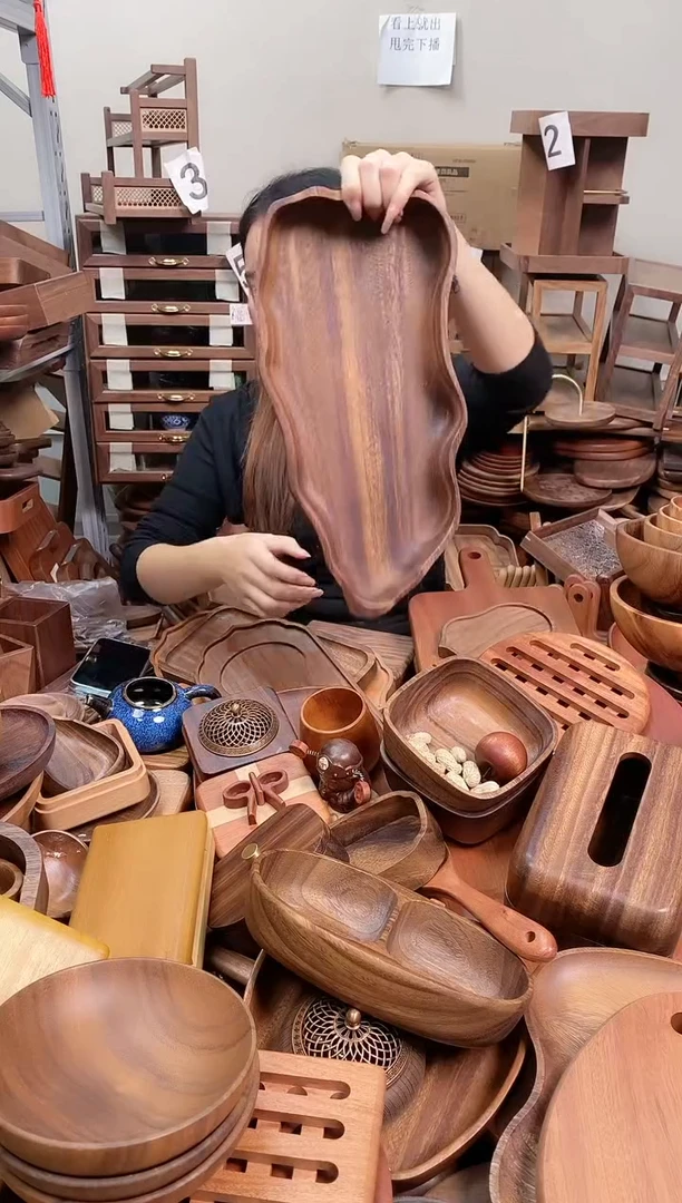 木 南美胡桃木大叶子果盒37*17*4.5cm