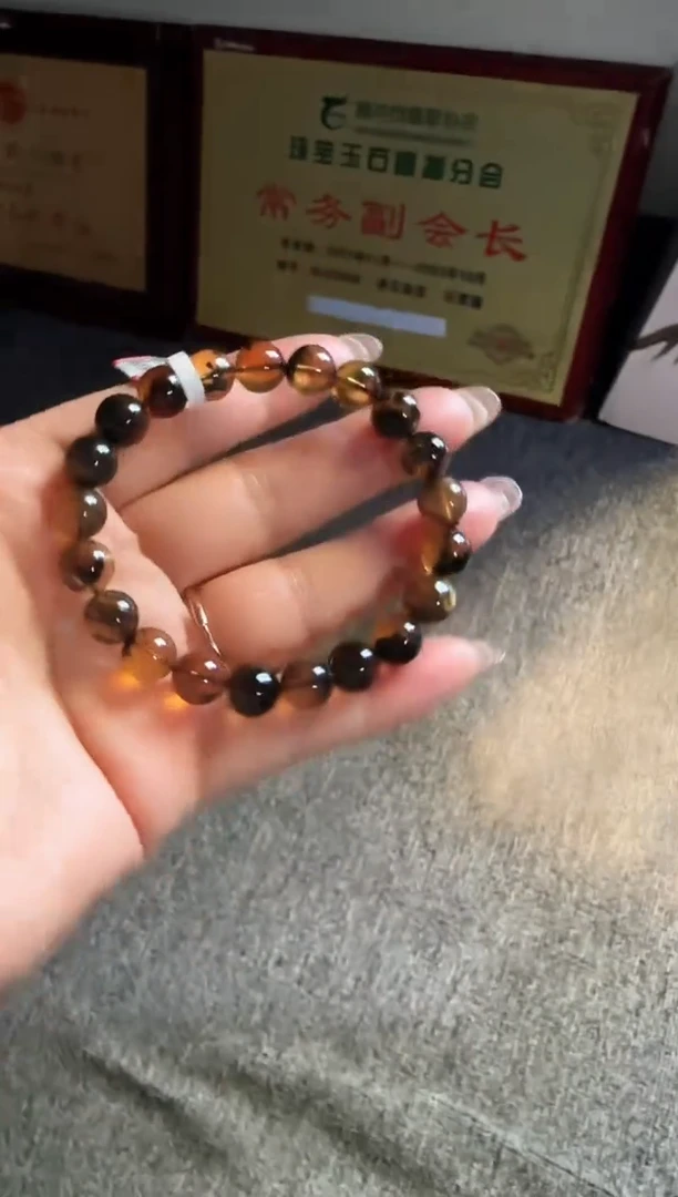 手串琥珀未镶嵌#24缅甸琥珀星际蓝翁珀手串9mm