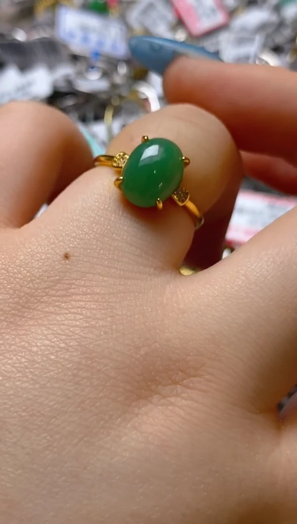 银S925镶嵌戒指翡翠百内无证书