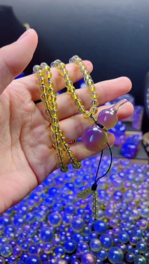 多米尼加净水蓝小葫芦套装吊坠