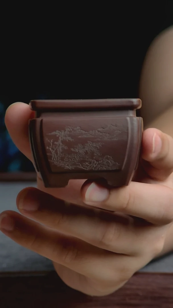 紫砂花盆4.5*4内径紫砂花盆