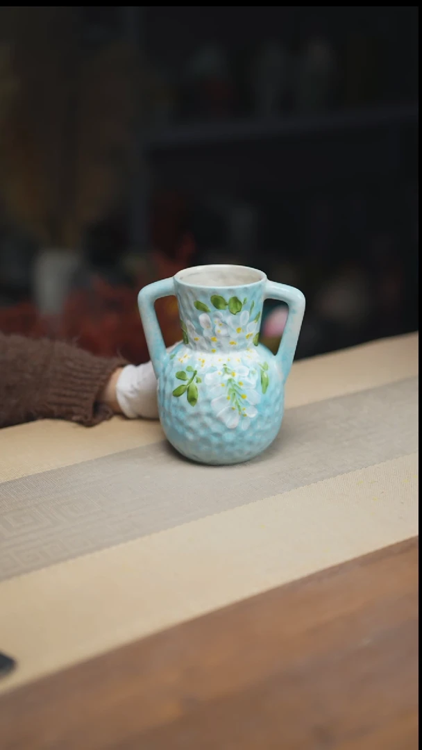 花器陶瓷花瓶蓝色紫藤008