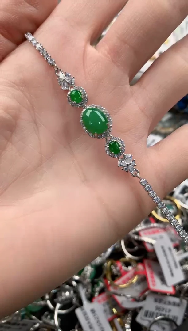 银S925镶嵌戒指翡翠   2                         9