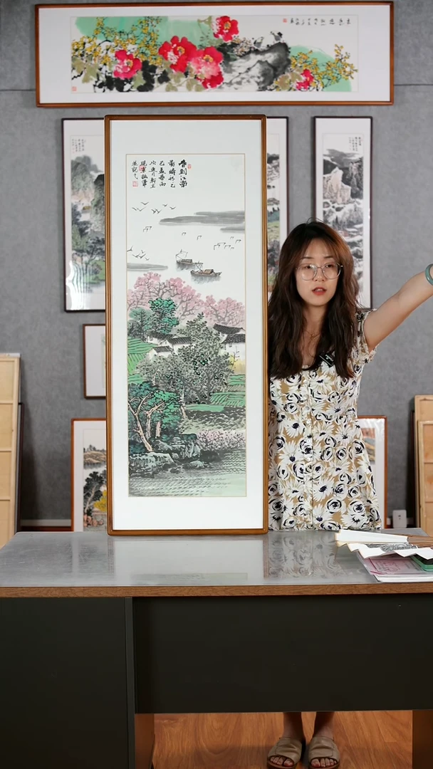 国画张现军《春到江南》手绘含框122*47厘米