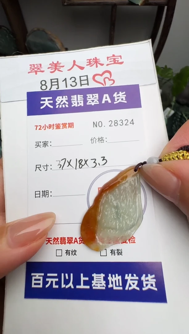 翡翠未镶嵌颈饰原石28324