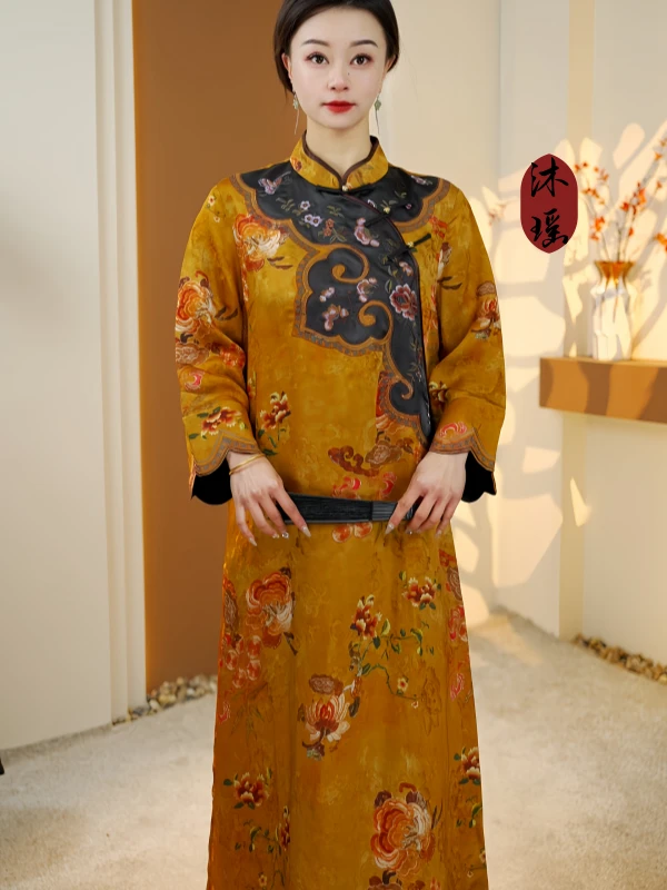 【月词叙诗】2025新款气质复古重磅中国风中长款女装连衣裙