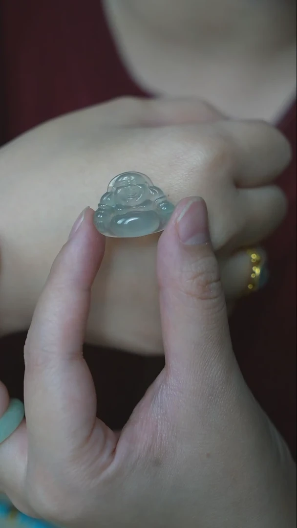 【闪购商品】翡翠裸石AA/一刀切晴水色冰翡翠佛公