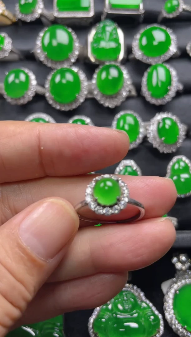 银S925镶嵌戒指翡翠翡翠