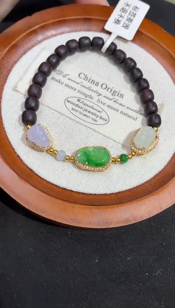 吊坠(不含链)银S925镶嵌翡翠手串