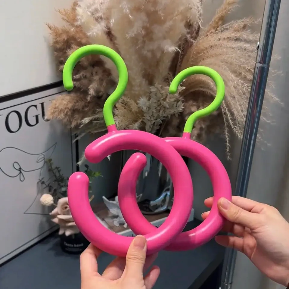 围巾架家用卧室多功能可旋转挂钩服装店多巴胺圆形丝巾领带展示架