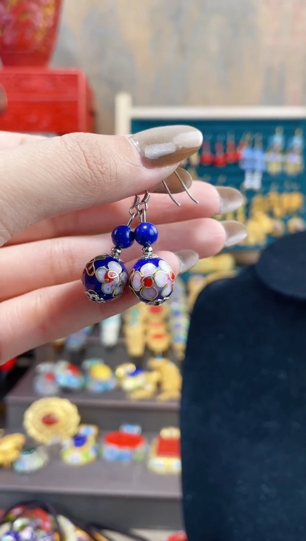 【闪购商品】非遗景泰蓝耳环宝蓝