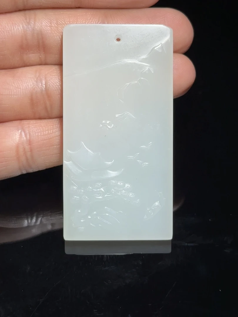 精品和田玉籽料平安牌《江南山水》