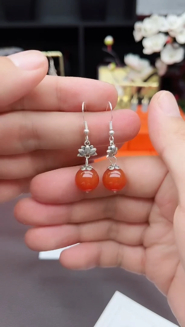 玛瑙/玉髓耳饰银S925镶嵌718000