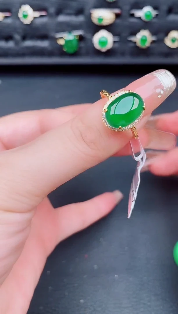 翡翠戒指银S925镶嵌天然a货翡翠647