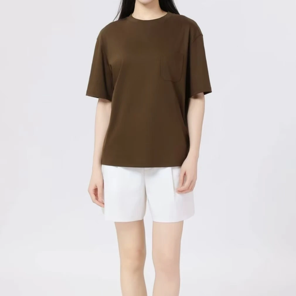 AMASS/阿玛施女装时尚质感简约基础百搭宽松圆领短袖T恤530102