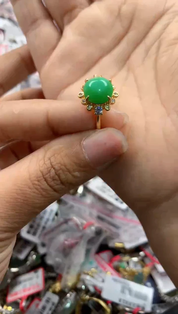 银S925镶嵌戒指翡翠12    6