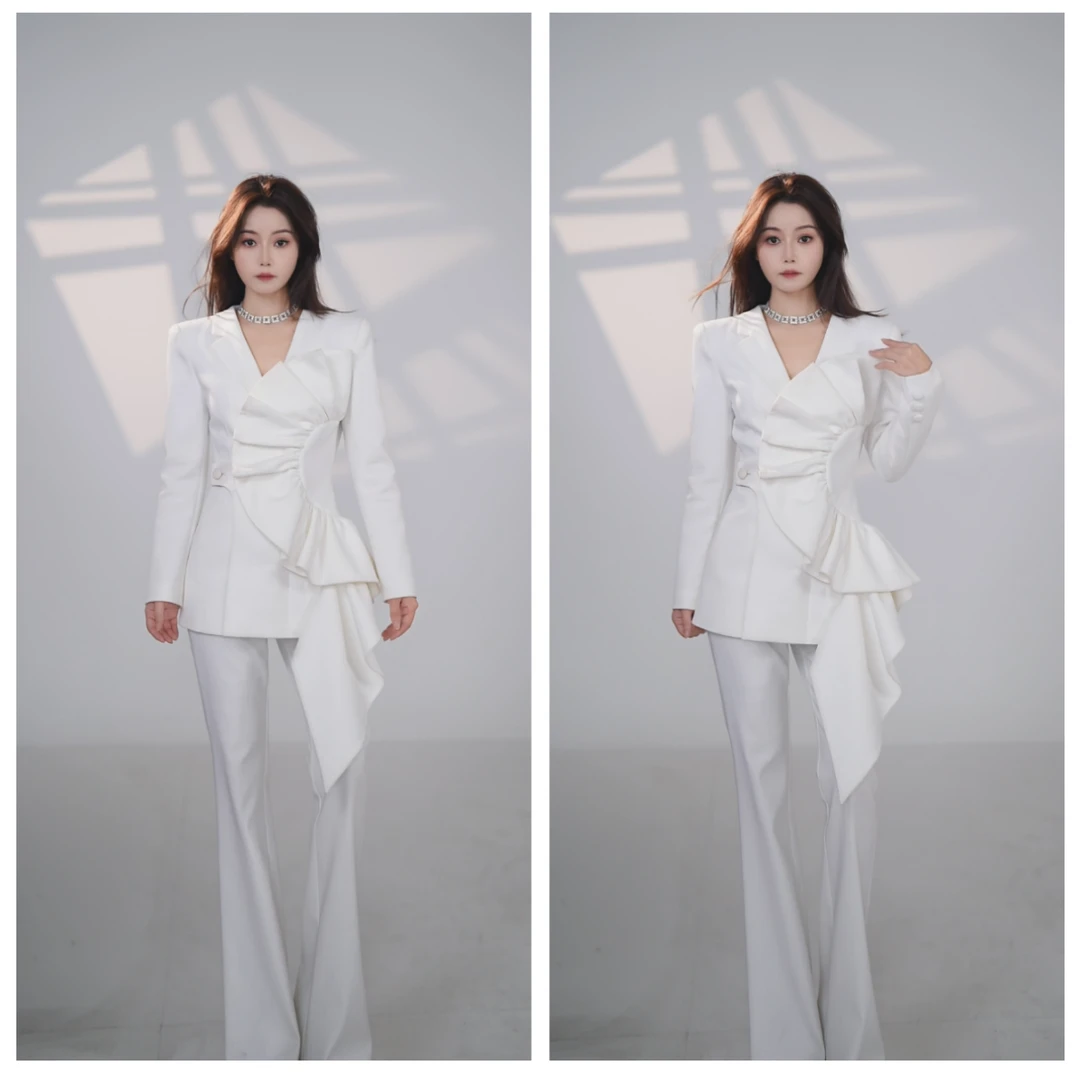 2025秋季纯色礼服小众设计套装高定西装礼服设计款优雅两件套1029
